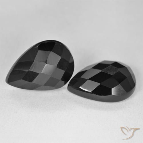 Gemme di Onice Nero naturale da 17.76 ct, Forma a pera, Opaco