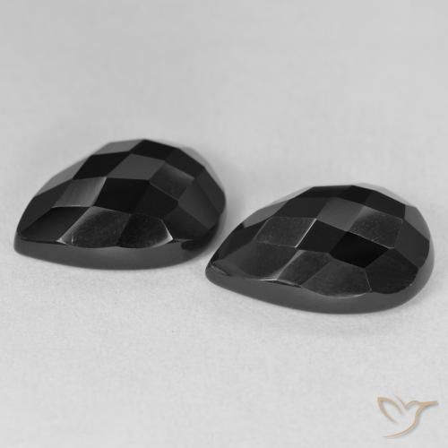 Gemme di Onice Nero naturale da 17.51 ct, Forma a pera, Opaco