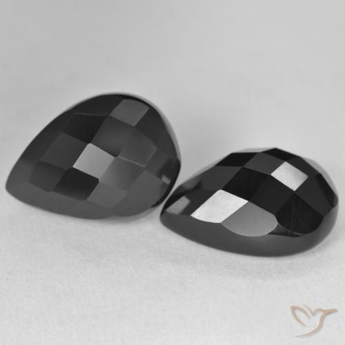 Gemme di Onice Nero naturale da 22.03 ct, Forma a pera, Opaco