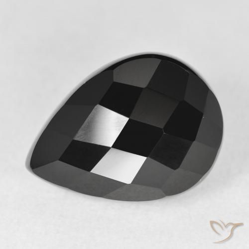 11.28ct Naturale Nero Onice, Forma a pera, Opaco, Photo A