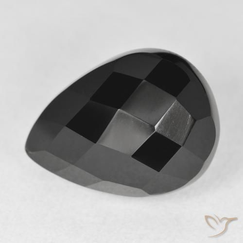 11.38ct Naturale Nero Onice, Forma a pera, Opaco