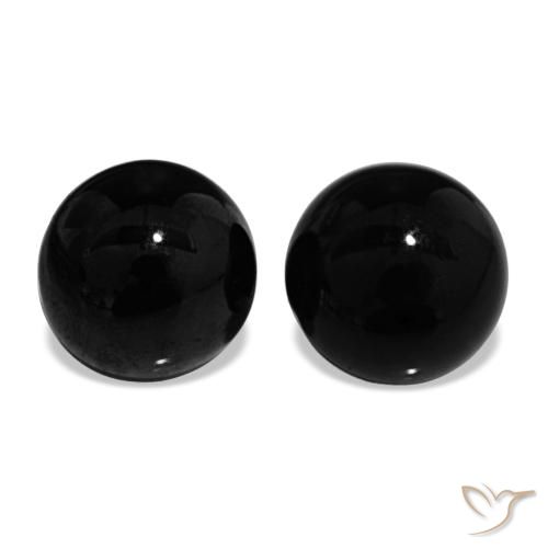 Gemme di Onice Nero naturale da 1.70 ct, Taglio rotondo, Opaco
