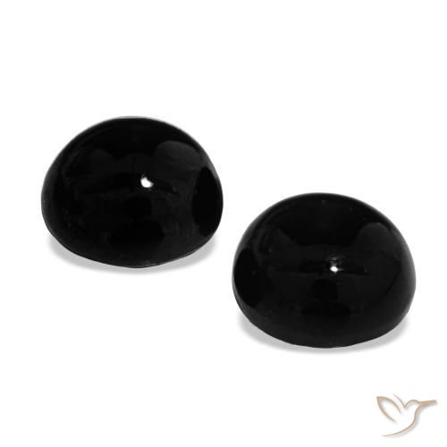 Gemme di Onice Nero naturale da 1.70 ct, Taglio rotondo, Opaco