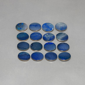 Doppietto di opale naturale blu da 12,71 ct, taglio ovale, opaco