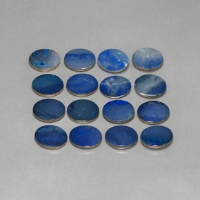 Doppietto di opale naturale blu da 12,71 ct, taglio ovale, opaco