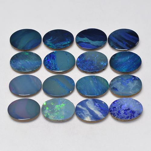 Doppietto di opale naturale multicolore da 11,31 ct, taglio ovale, opaco