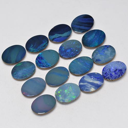 Doppietto di opale naturale multicolore da 11,31 ct, taglio ovale, opaco