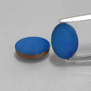 Doppietto di opale naturale blu da 1,44 ct, taglio ovale, opaco