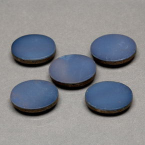 Doppietto di opale naturale blu da 3,60 ct, taglio ovale, opaco