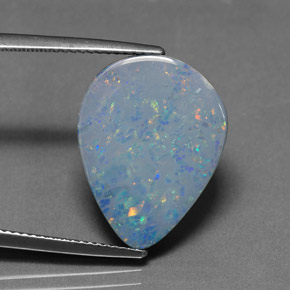 Doppietto di opale naturale multicolore da 9,47 ct, taglio a pera, opaco