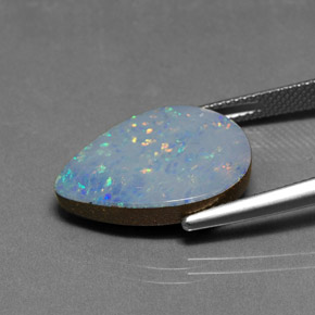 Doppietto di opale naturale multicolore da 9,47 ct, taglio a pera, opaco