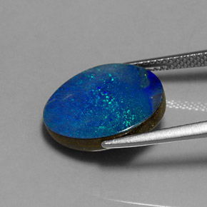 Doppietto di opale naturale multicolore da 6,11 ct, forma fantasia, opaco