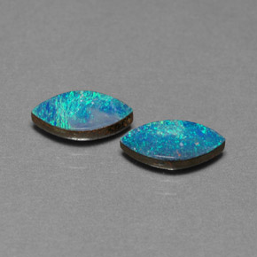 Doppietto di opale naturale multicolore da  ct, marchesa, opaco