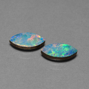 Doppietto di opale naturale multicolore da  ct, marchesa, opaco