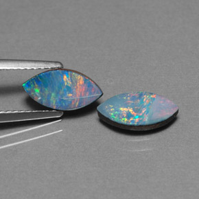 Doppietto di opale naturale multicolore da  ct, marchesa, opaco
