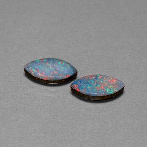Doppietto di opale naturale multicolore da  ct, marchesa, opaco