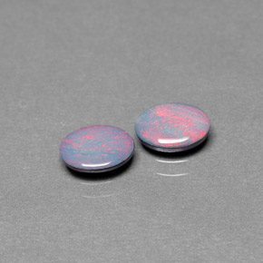 Doppietto di opale naturale multicolore da  ct, taglio ovale, opaco