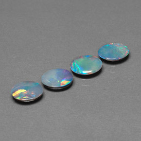 Doppietto di opale naturale multicolore da  ct, taglio ovale, opaco