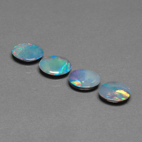 Doppietto di opale naturale multicolore da  ct, taglio ovale, opaco