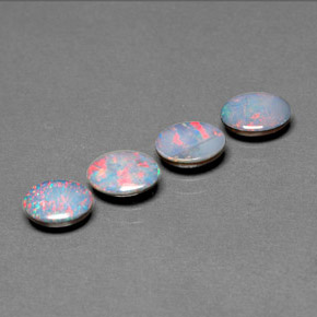 Doppietto di opale naturale multicolore da  ct, taglio ovale, opaco