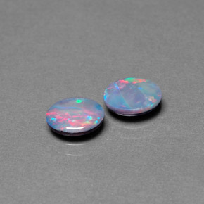 Doppietto di opale naturale multicolore da  ct, taglio ovale, opaco