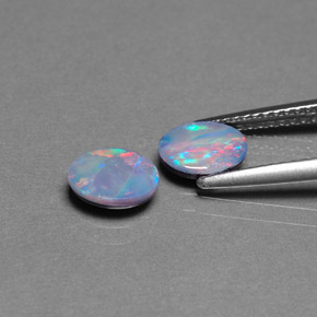 Doppietto di opale naturale multicolore da  ct, taglio ovale, opaco
