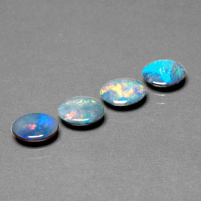 Doppietto di opale naturale multicolore da  ct, taglio ovale, opaco