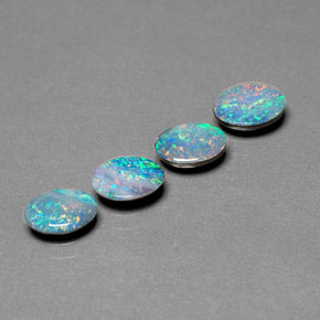 Doppietto di opale naturale multicolore da  ct, taglio ovale, opaco