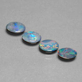Doppietto di opale naturale multicolore da  ct, taglio ovale, opaco