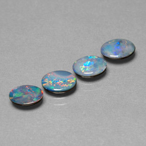 Doppietto di opale naturale multicolore da  ct, taglio ovale, opaco