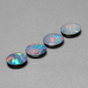 Doppietto di opale naturale multicolore da  ct, taglio ovale, opaco