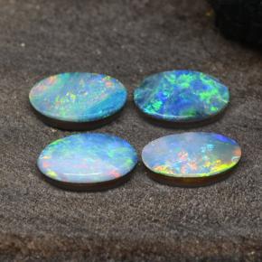 Doppietto di opale naturale multicolore da 2,36 ct, taglio ovale, opaco