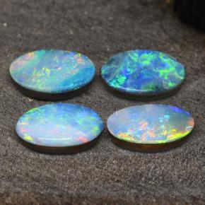 Doppietto di opale naturale multicolore da 2,36 ct, taglio ovale, opaco