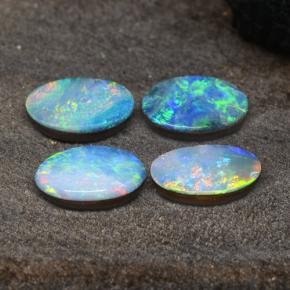 Doppietto di opale naturale multicolore da 2,36 ct, taglio ovale, opaco