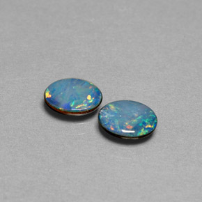 Doppietto di opale naturale multicolore da  ct, taglio ovale, opaco