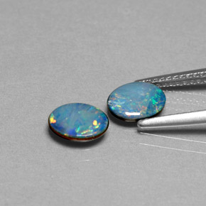 Doppietto di opale naturale multicolore da  ct, taglio ovale, opaco