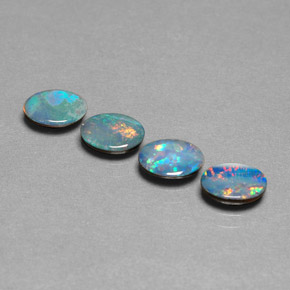 Doppietto di opale naturale multicolore da  ct, taglio ovale, opaco