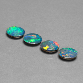 Doppietto di opale naturale multicolore da  ct, taglio ovale, opaco