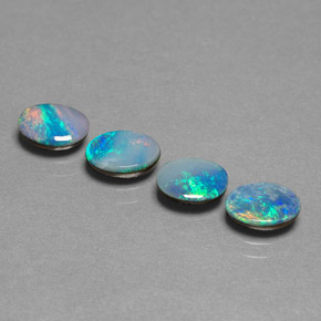 Doppietto di opale naturale multicolore da  ct, taglio ovale, opaco