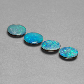 Doppietto di opale naturale multicolore da  ct, taglio ovale, opaco
