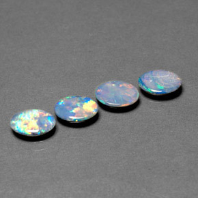 Doppietto di opale naturale multicolore da  ct, taglio ovale, opaco