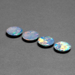 Doppietto di opale naturale multicolore da  ct, taglio ovale, opaco