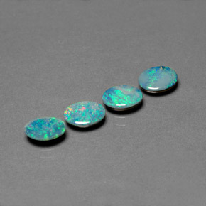 Doppietto di opale naturale multicolore da  ct, taglio ovale, opaco