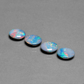Doppietto di opale naturale multicolore da  ct, taglio ovale, opaco