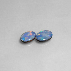 Doppietto di opale naturale multicolore da  ct, taglio ovale, opaco