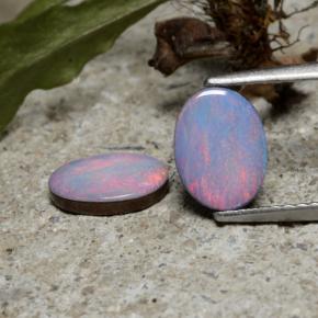 Doppietto di opale naturale multicolore da 1,79 ct, taglio ovale, opaco