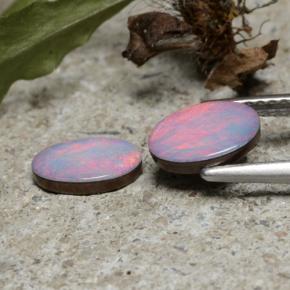 Doppietto di opale naturale multicolore da 1,79 ct, taglio ovale, opaco