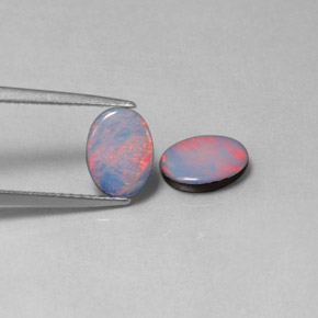 Doppietto di opale naturale multicolore da  ct, taglio ovale, opaco