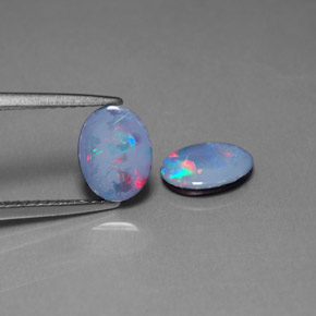 Doppietto di opale naturale multicolore da  ct, taglio ovale, opaco