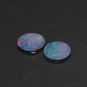 Doppietto di opale naturale multicolore da  ct, taglio ovale, opaco